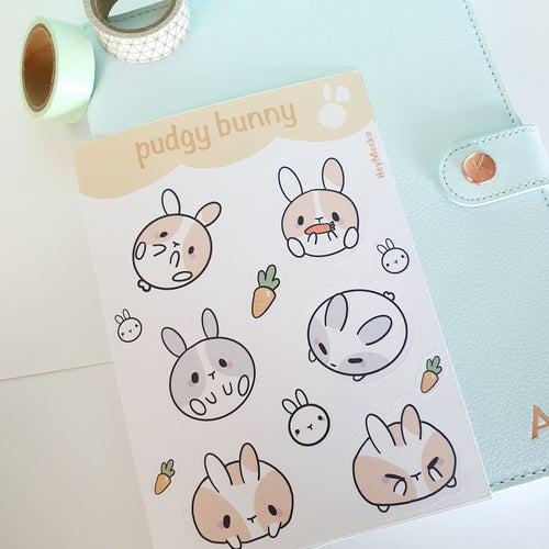 Cute bunny sticker sheet matte decal planner stickers bujo bunnies