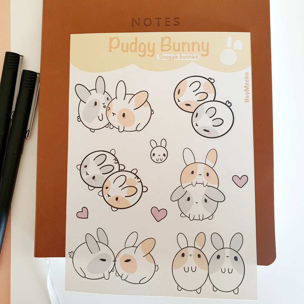 Cute bunnies sticker sheet matte 