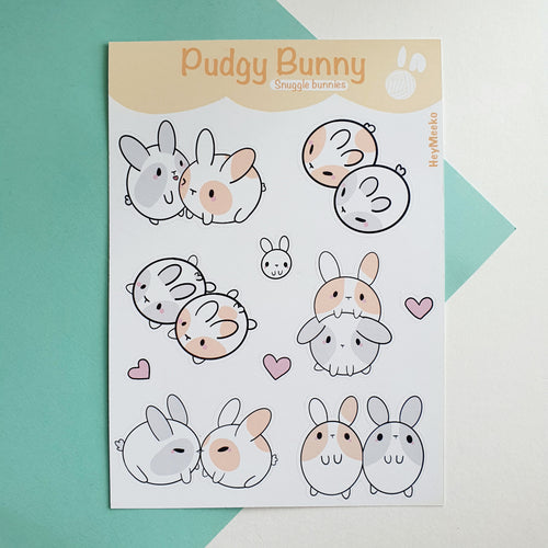 Snuggle Bunny Sticker Sheet | planner stickers | matte stickers | cute bunny stickers