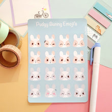 Load image into Gallery viewer, Pudgy Bunny Emoji Sticker Sheet
