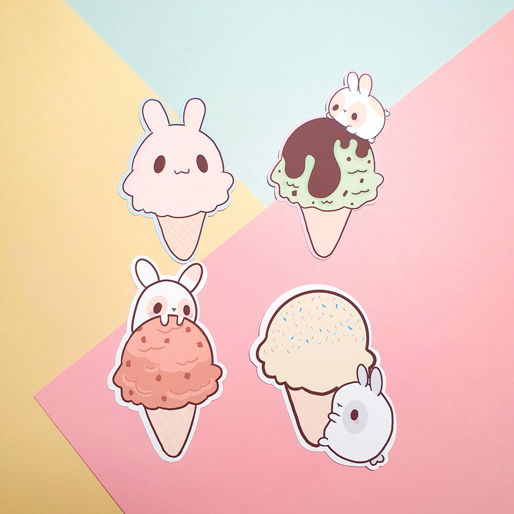 Ice Cream Pudgy Bunny Sticker Pack