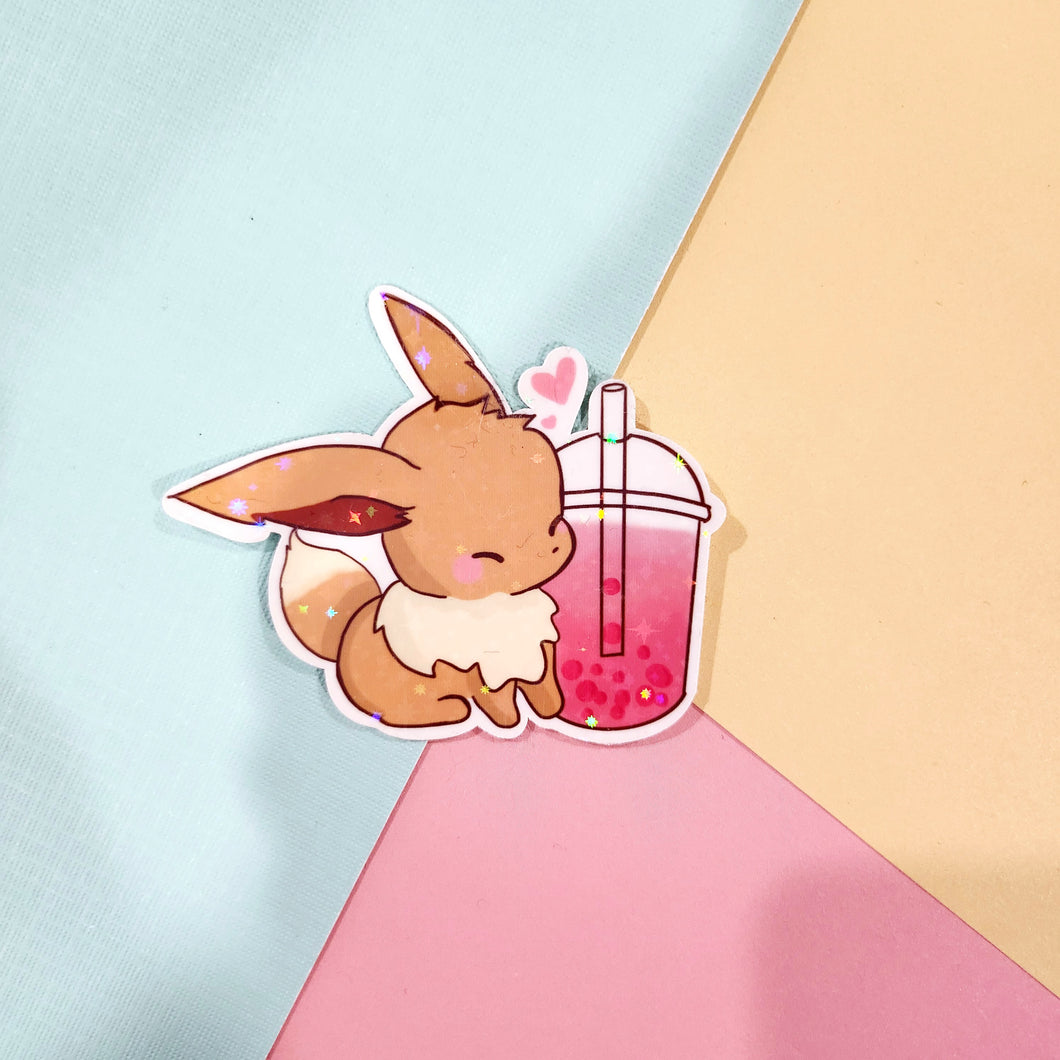 Poke x Boba Holographic Stickers